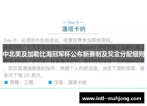 中北美及加勒比海冠军杯公布新赛制及奖金分配细则